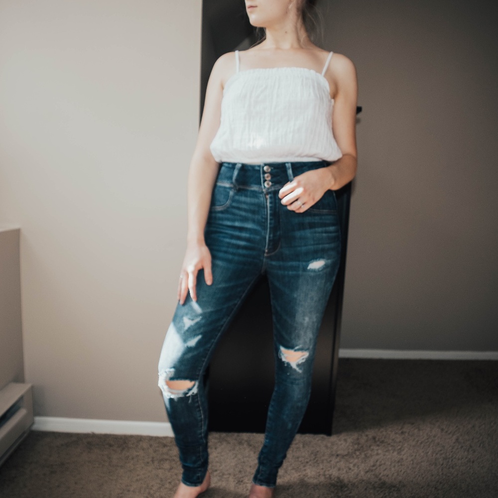 High Waisted Dark Wash Skinny Jeans